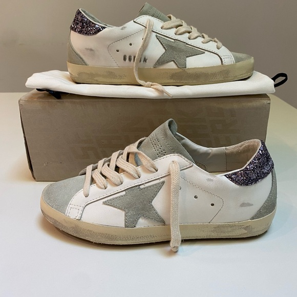Golden Goose Superstar Sneaker White Leather/Ice/Gray/Glitter sz 36 New in Box - Picture 5 of 14